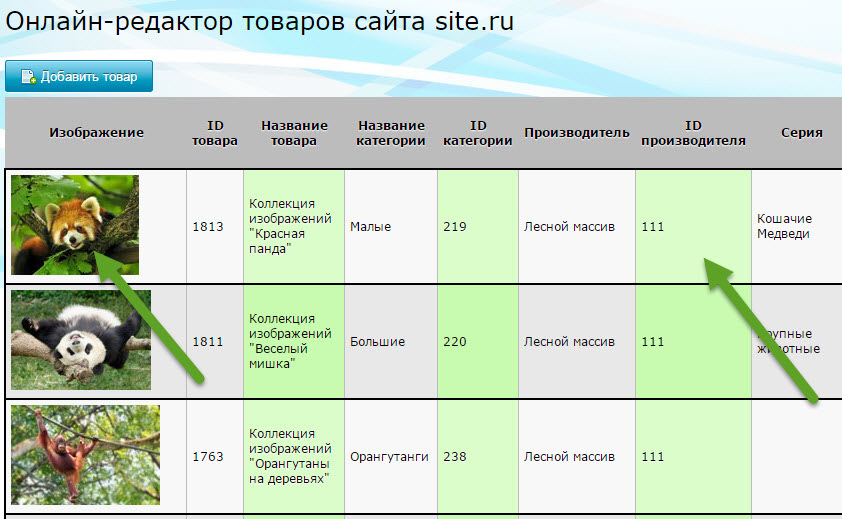 Онлайн редактор товаров Flexcore